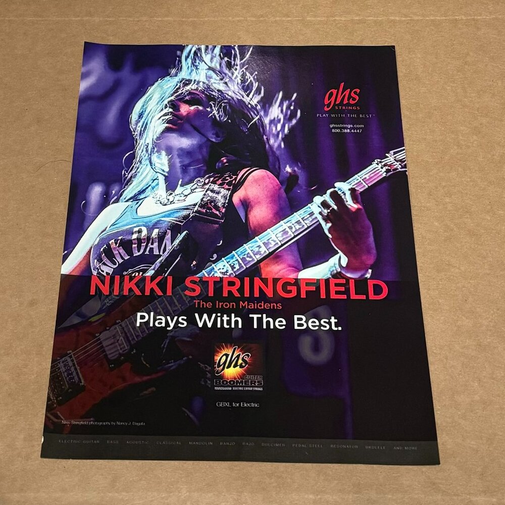 Nikki Stringfield of The Iron Maidens - GHS Strings - 2018 Print Advertisement